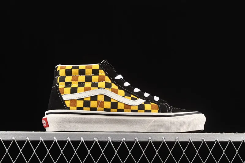All categories Vans Vans series Vans Mid Vans China Special offer Vans Sk8-Mid Vans black blue orange plaid color mid-top casual sneakers VN0A3WM3SW1